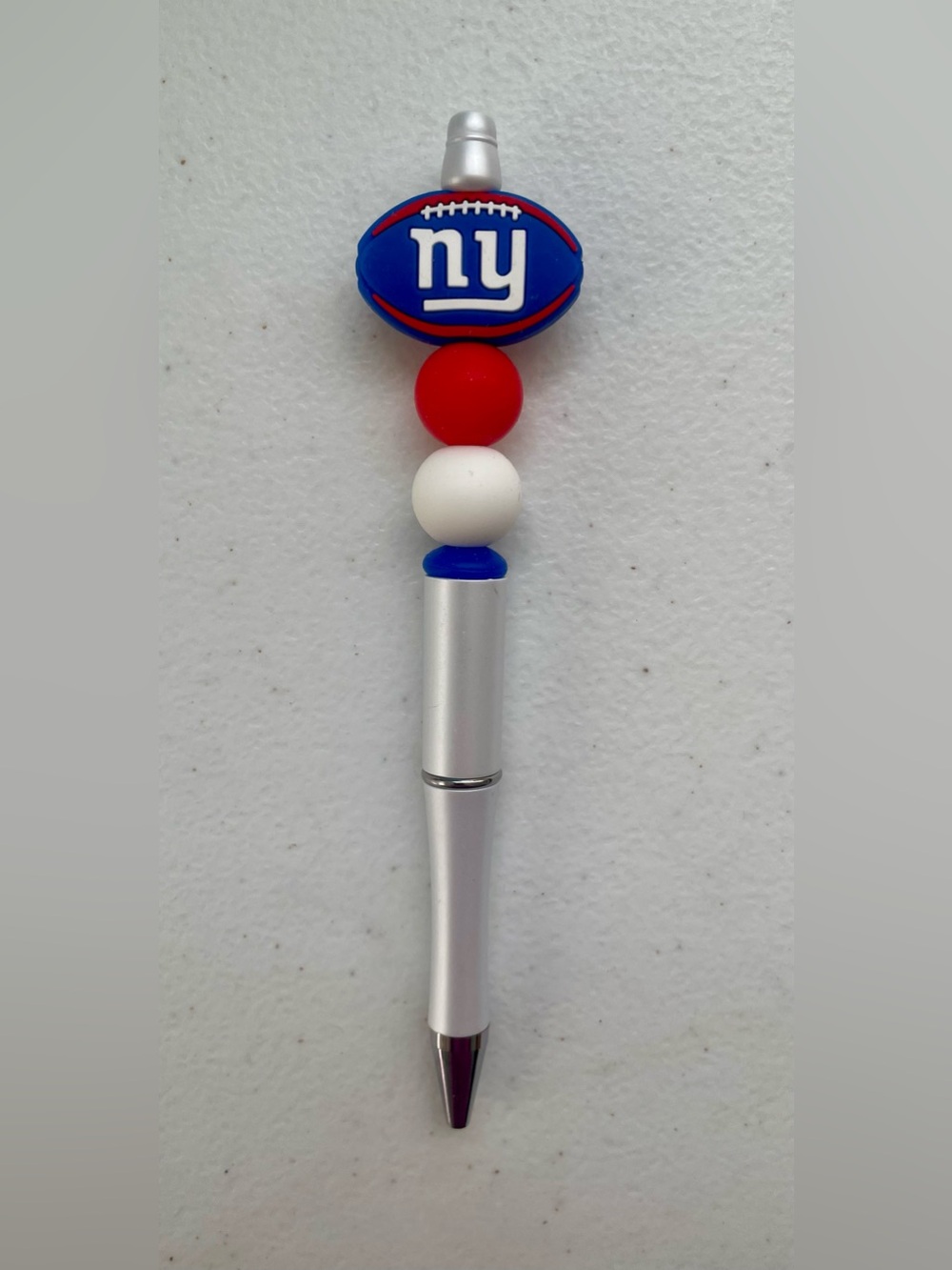 New York Giants Beaded Silver Pen - Red White Blue